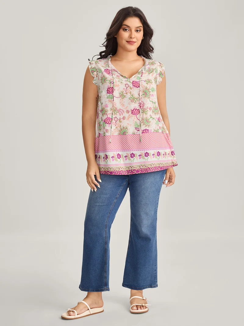 Dreamy Floral Neck Tie Tank Top