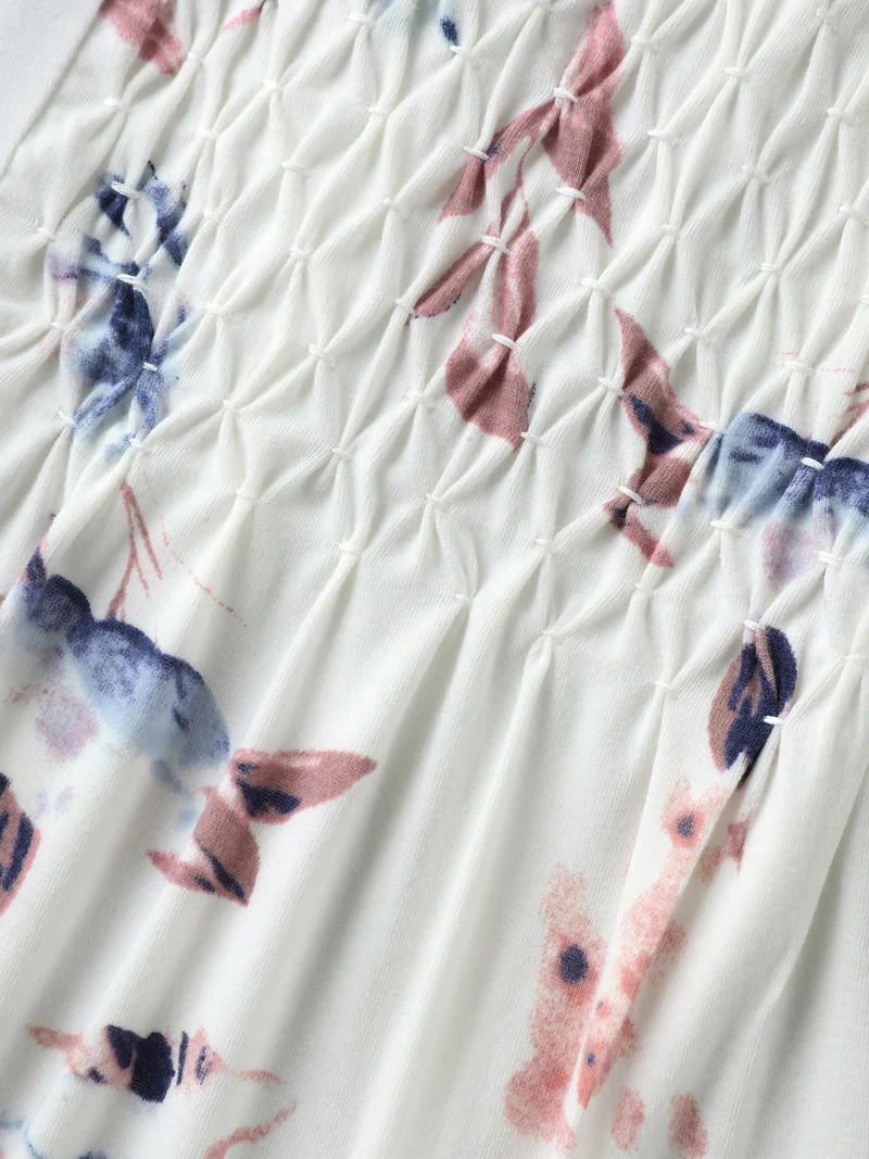 Stretchy Handmade Shirred Relaxed-Fit T-Shirt