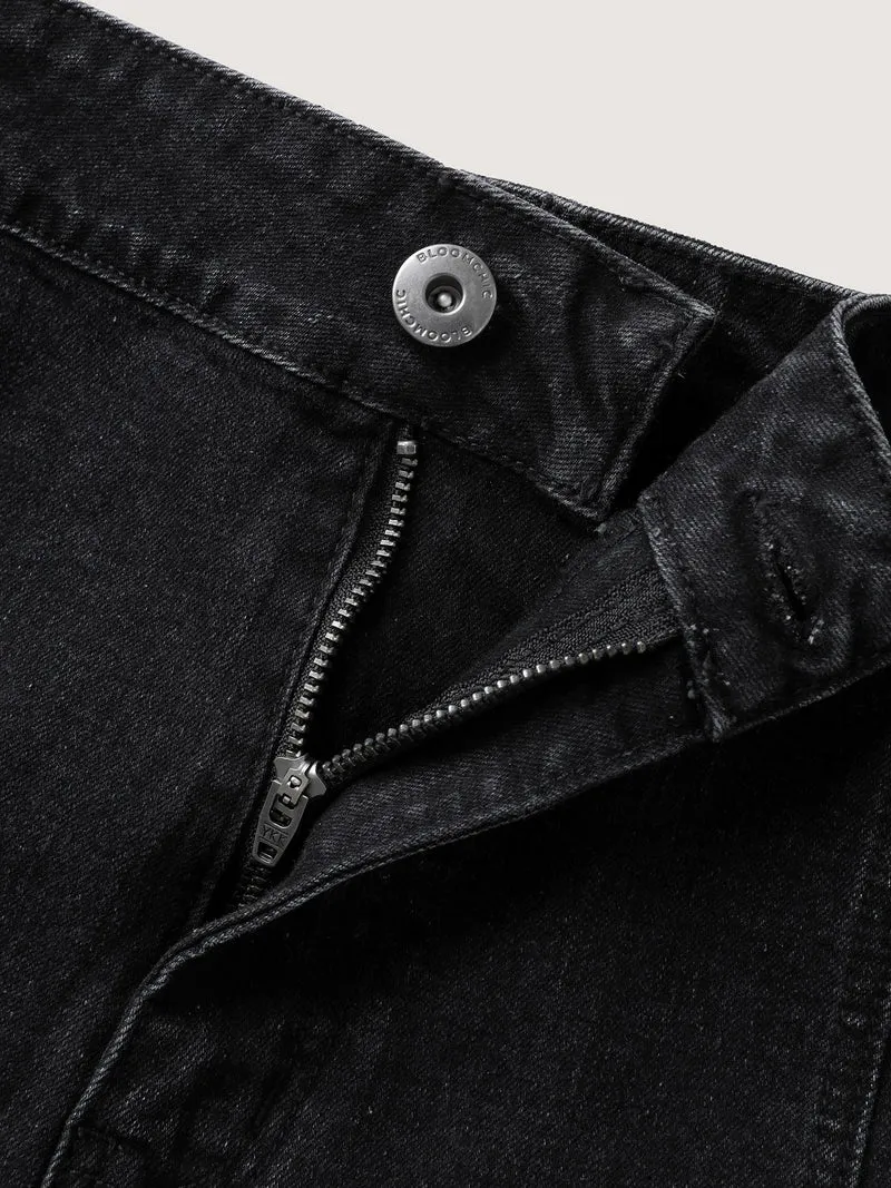 A-Line Pockets Midi Denim Skirt