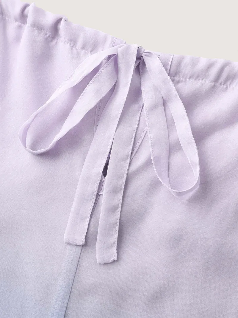 Ombre Gradient Pockets Sheer Midi Dress
