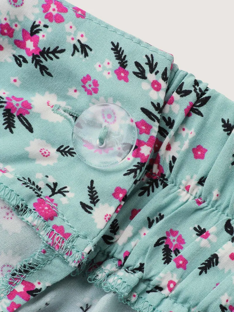 Rayon Ditsy Floral Print Side-Tie Maxi Skirt