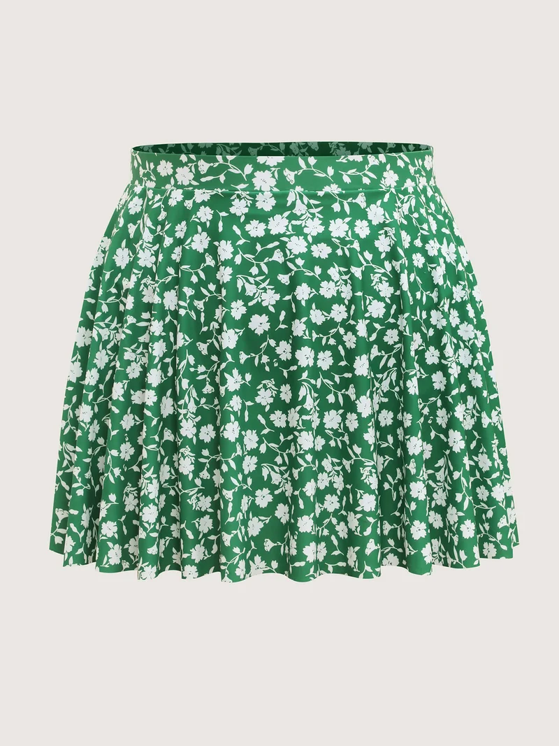 Ditsy Floral Print Flared Swim Skirt