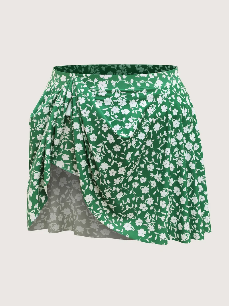 Ditsy Floral Print Flared Swim Skirt