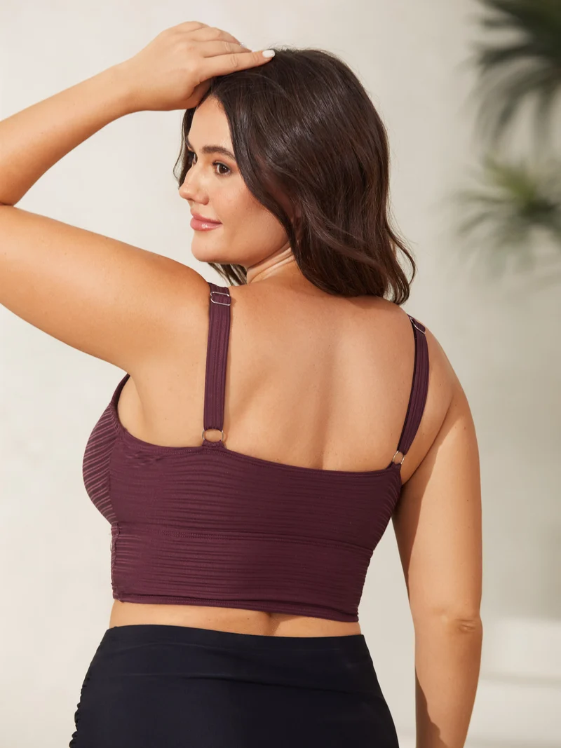 Adjustable Drawstring Scoop Neck Swim Top