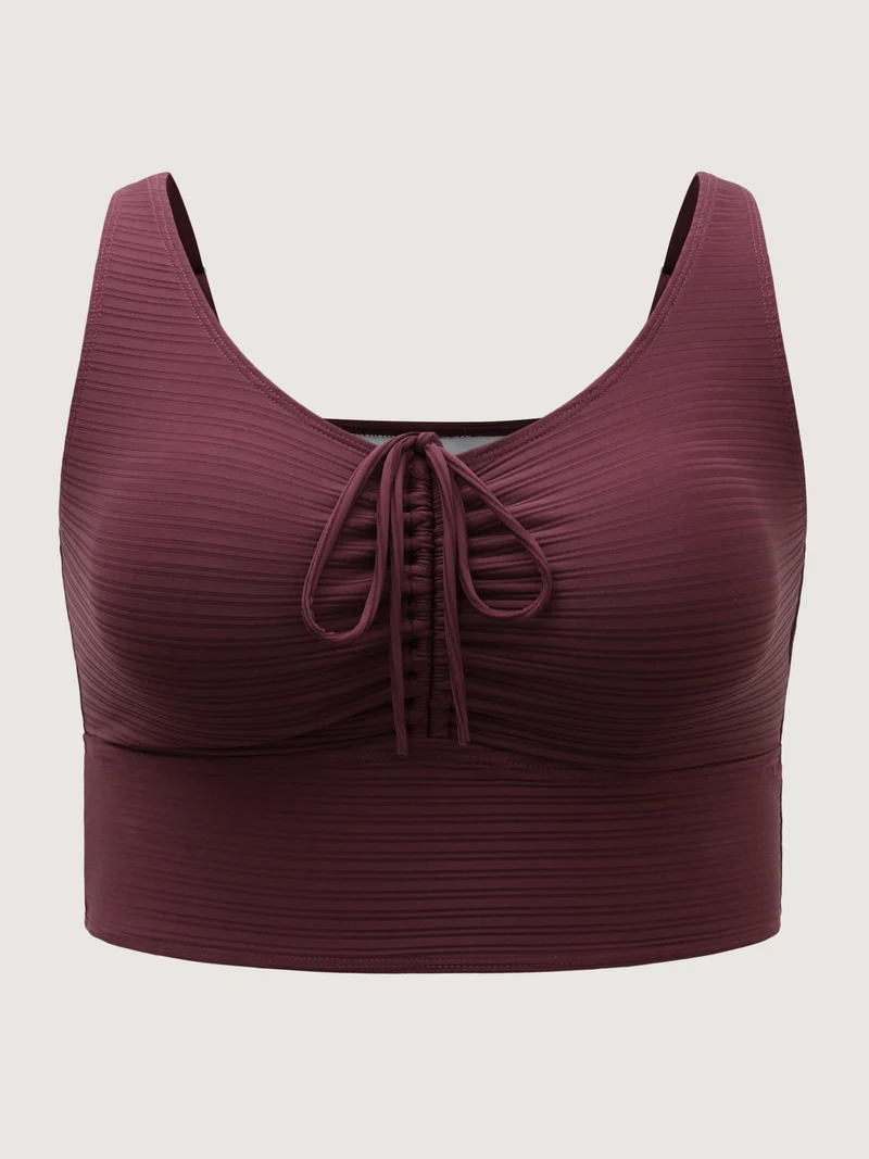 Adjustable Drawstring Scoop Neck Swim Top