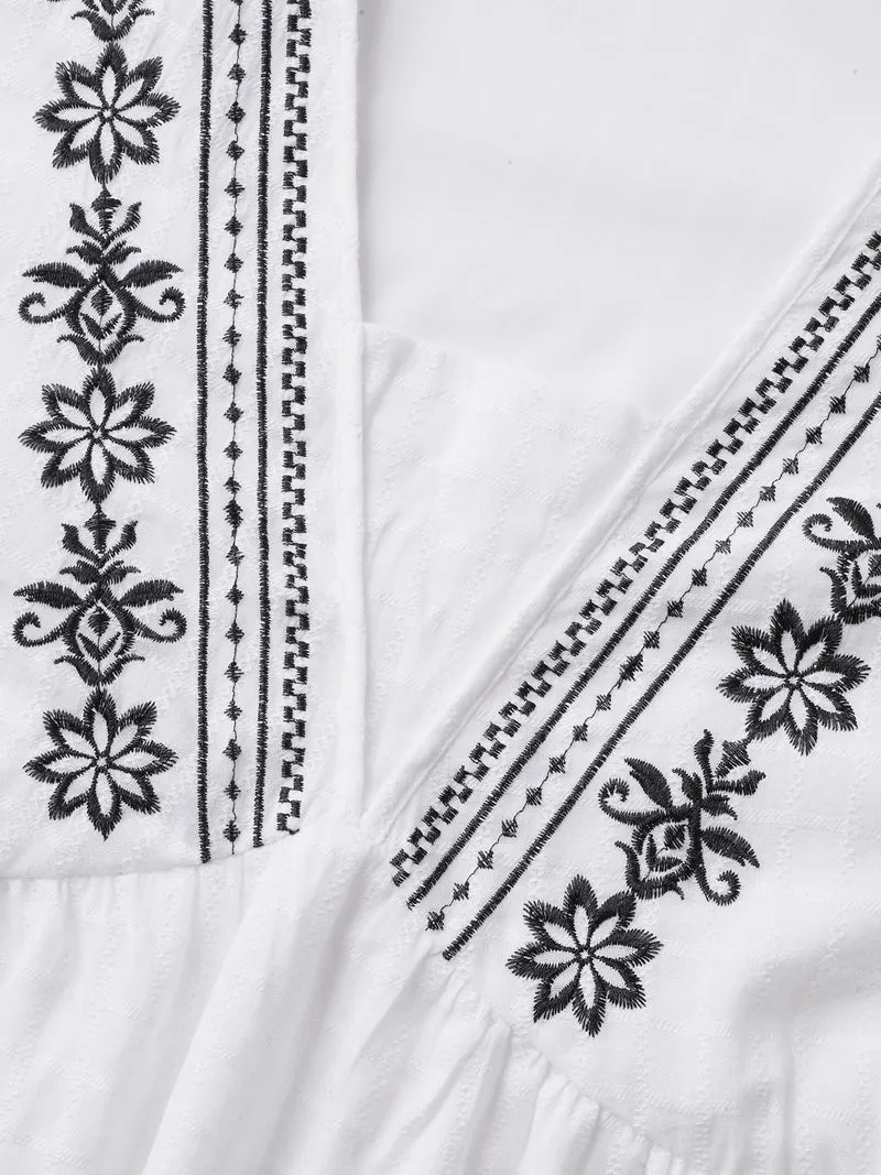 Pure Cotton Jacquard Embroidered Tank Top
