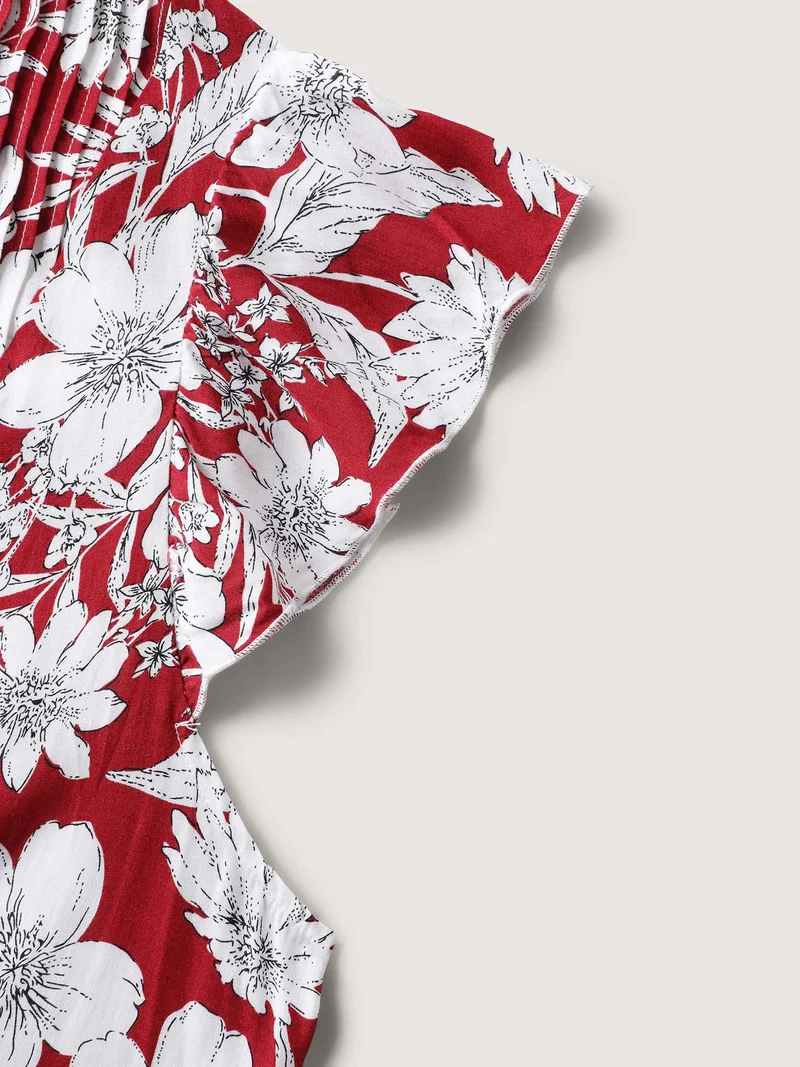 Silhouette Floral Toothpick Pleat Blouse