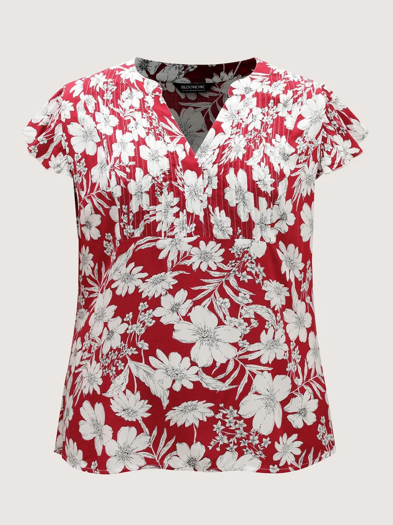 Silhouette Floral Toothpick Pleat Blouse