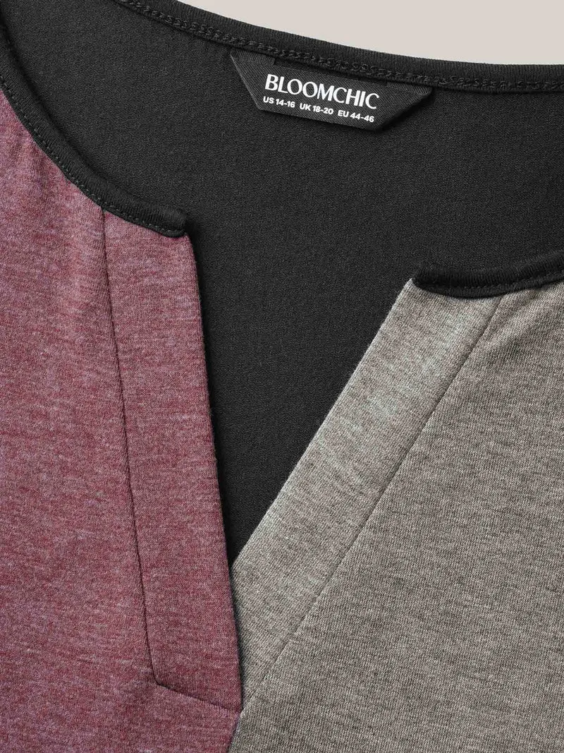 Color Block Flowy Split Neck Tank Top
