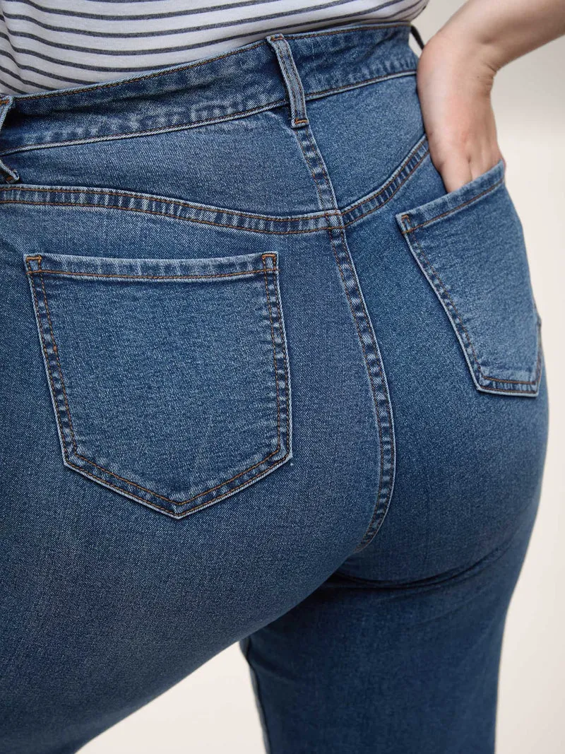 Cowboy Waist Straight-Leg Mid-Rise Jeans
