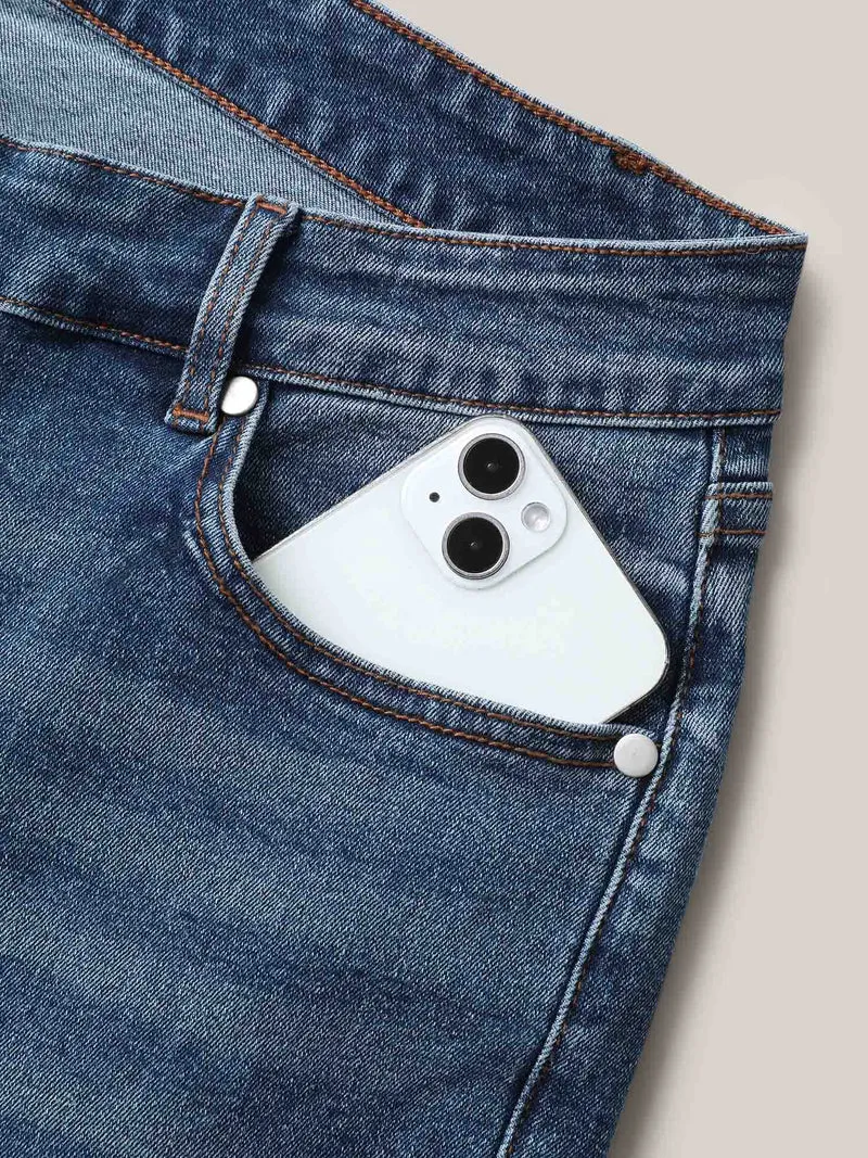 Cowboy Waist Straight-Leg Mid-Rise Jeans