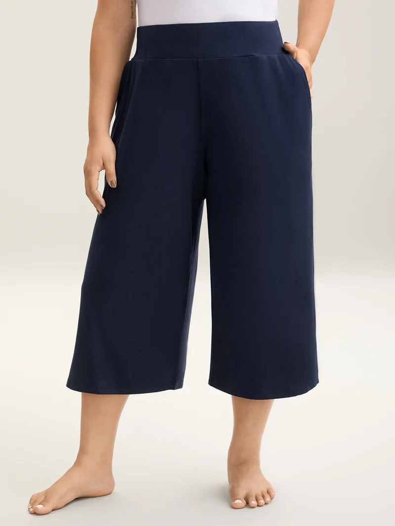 Wide Waistband Pockets Loungewear Bottoms
