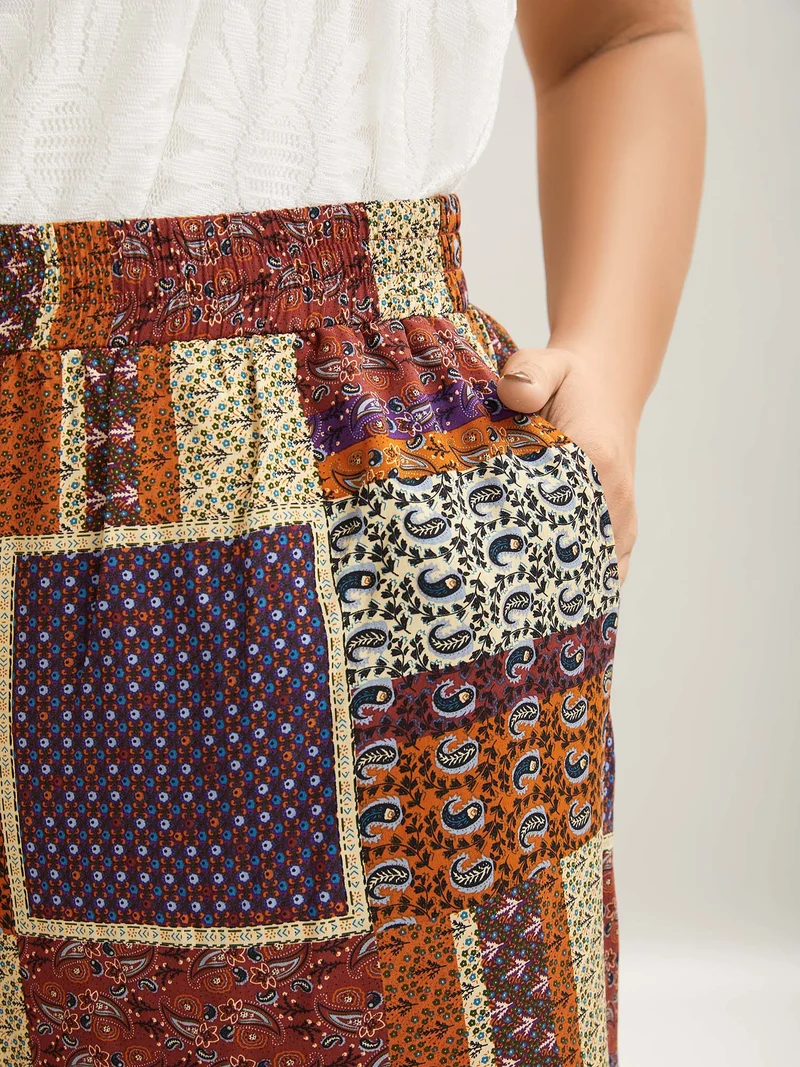 Collage Floral Print Wide-Leg Pants