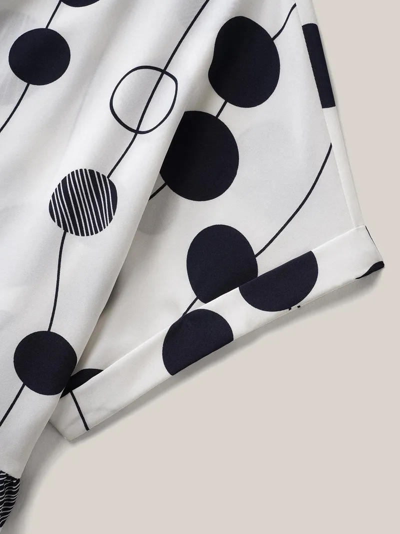 Polka Dots Print Dolman Sleeve Babydoll Top