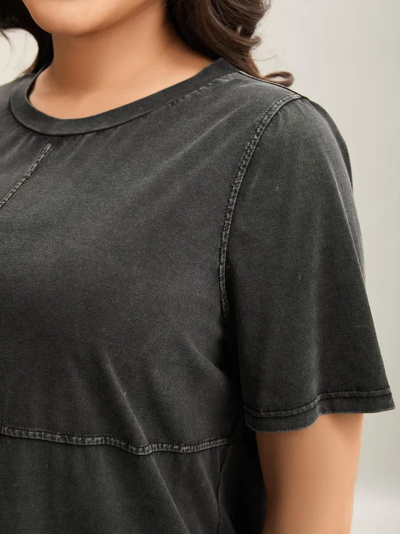 Crew Neck Vintage Plain T-Shirt