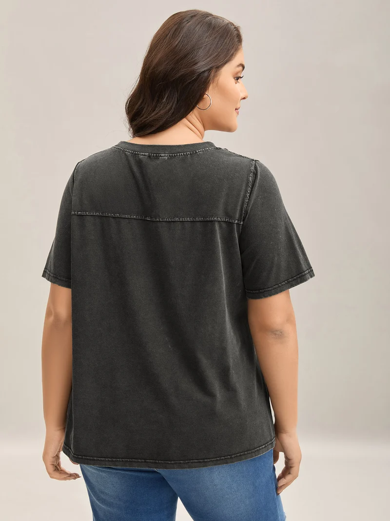 Crew Neck Vintage Plain T-Shirt