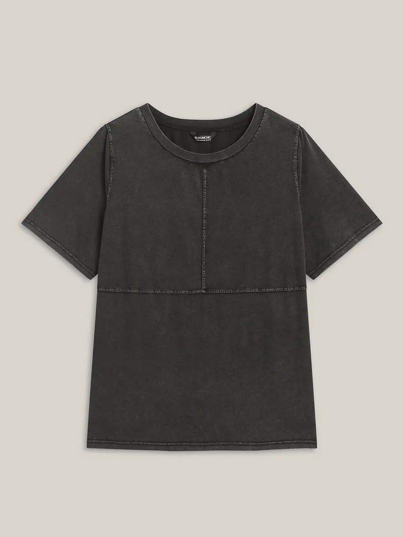 Crew Neck Vintage Plain T-Shirt