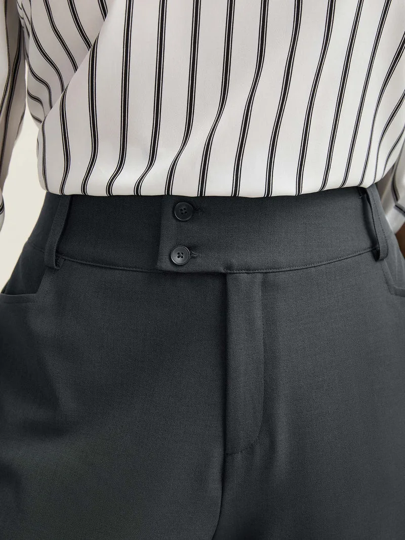 Overlap Waist Buckles Classic Bootcut Pants