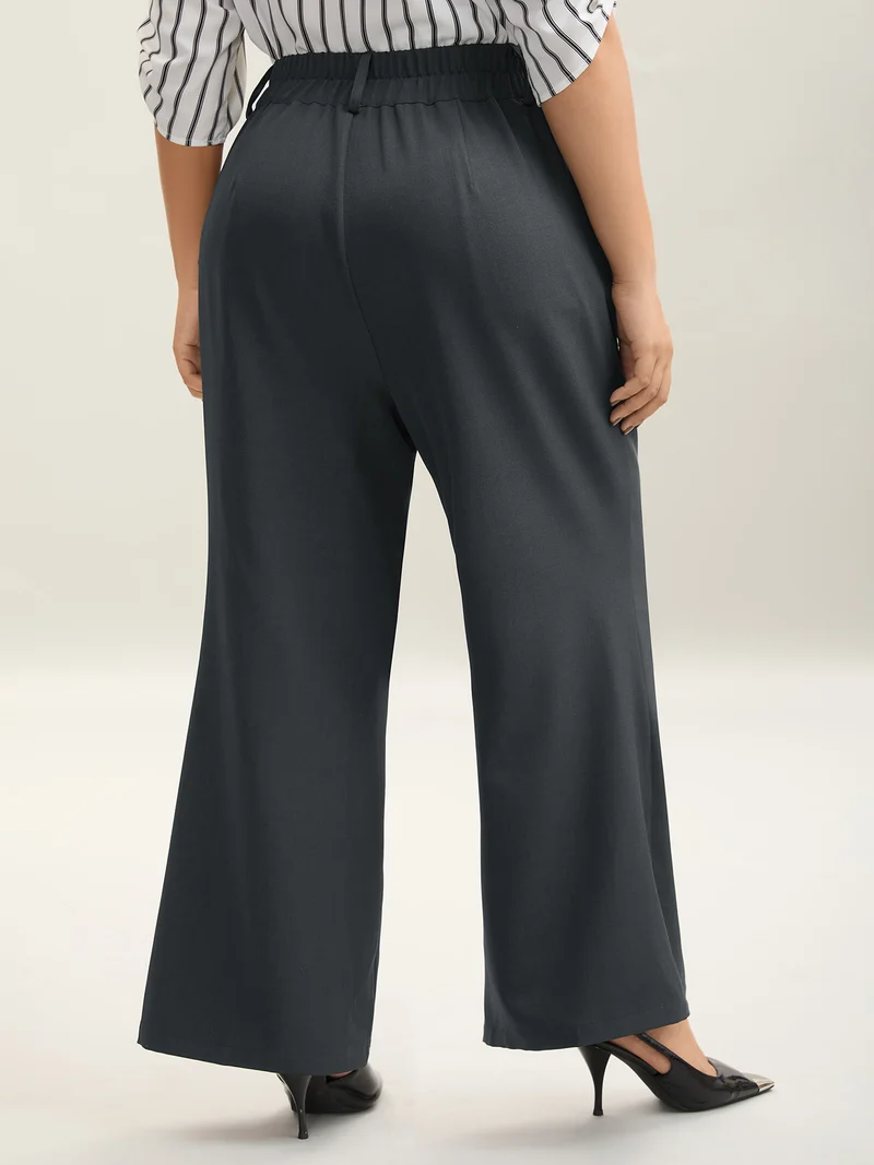 Overlap Waist Buckles Classic Bootcut Pants