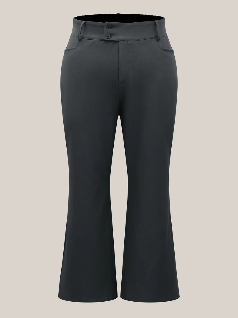 Overlap Waist Buckles Classic Bootcut Pants