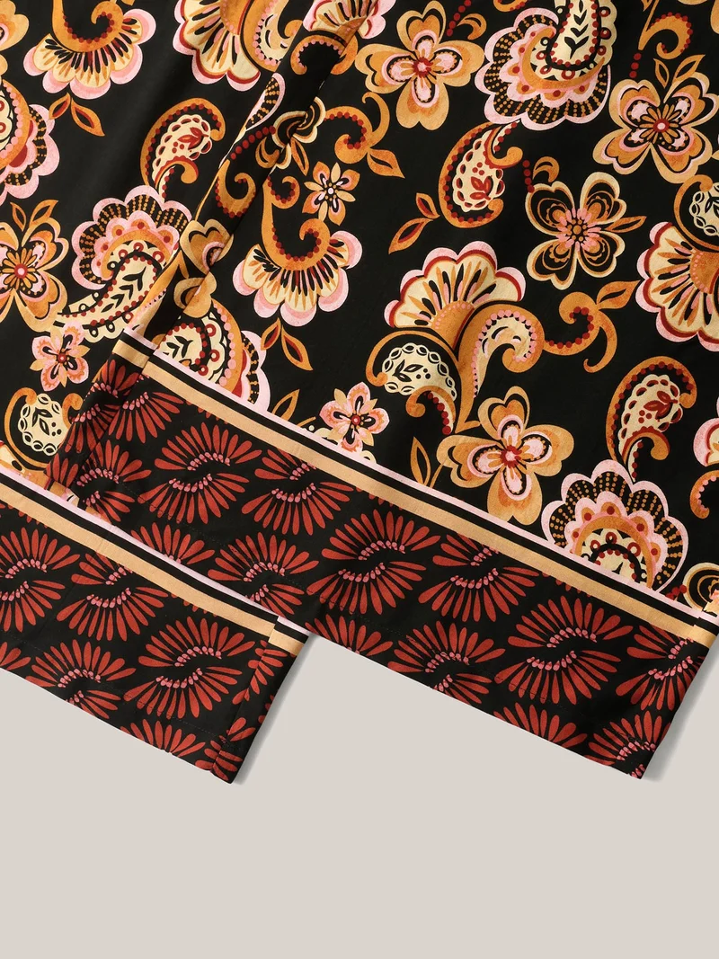 Paisley Print Drawstring Flowy Pants