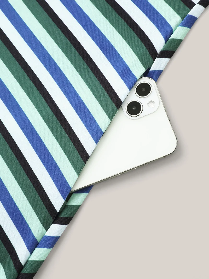 Stretchy Striped Slit Pocket Sleep Dress
