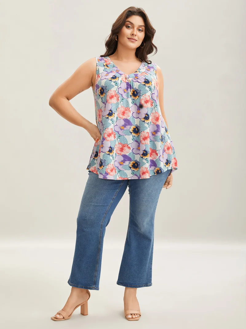 Spring Romance Pleated Front Tank Top