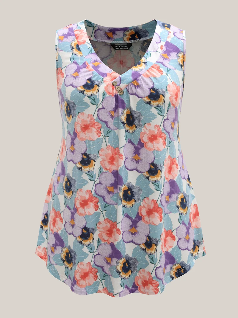 Spring Romance Pleated Front Tank Top