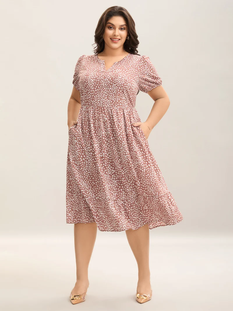 Leopard Print Pockets Tiered Midi Dress