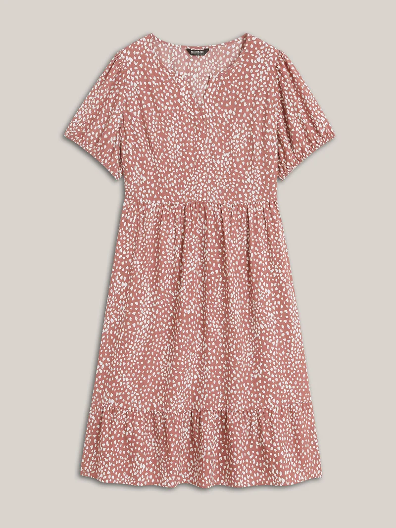Leopard Print Pockets Tiered Midi Dress