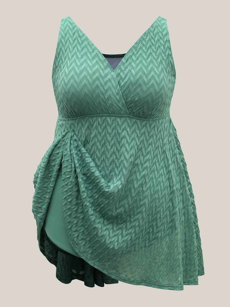 Wavy Textured Lace Swim Dress