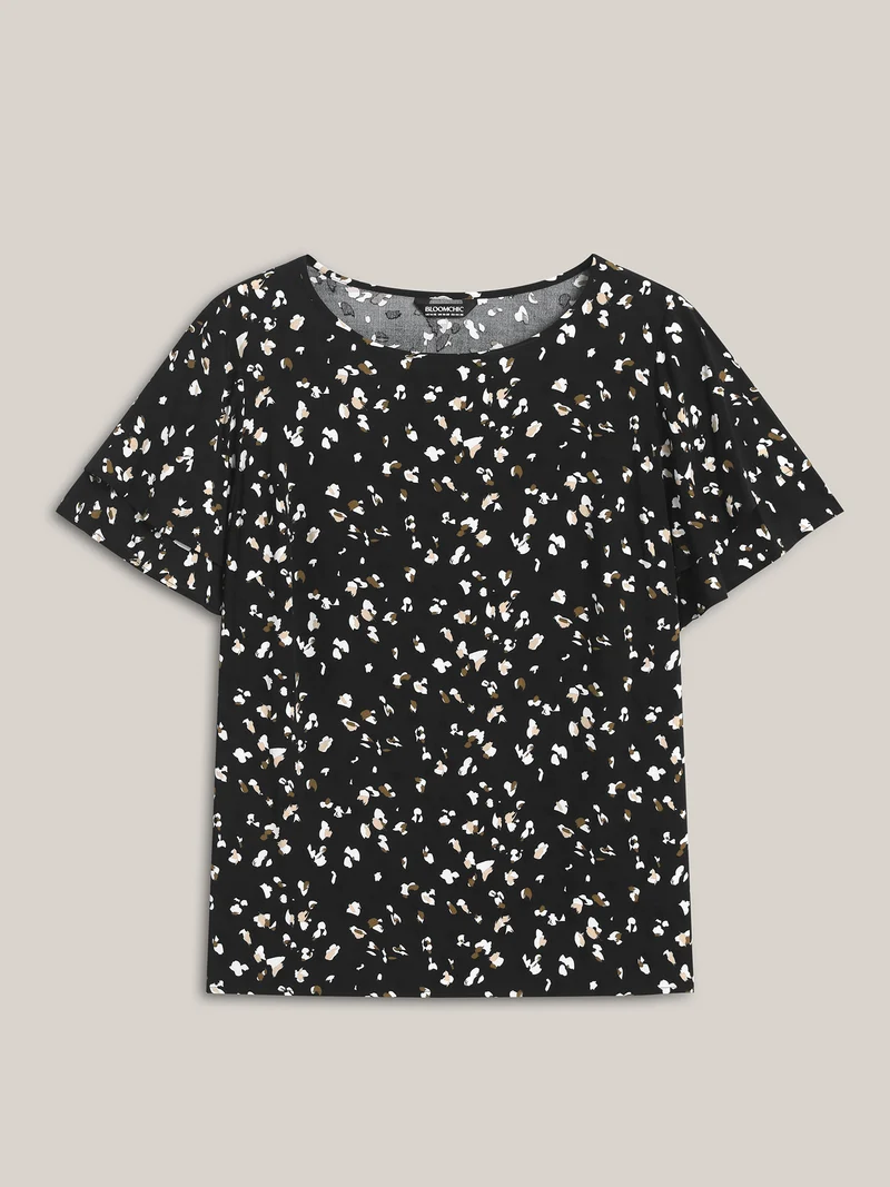 Leopard Dot Print Layered Sleeve Blouse