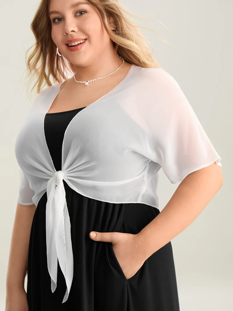 Two-Piece Knotted Pockets Midi Dress