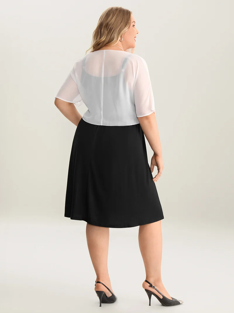 Two-Piece Knotted Pockets Midi Dress