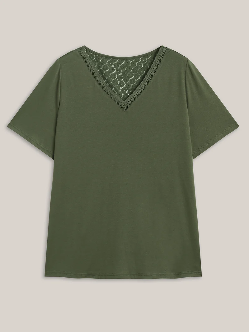 Stretchy Floral Back Cut-Out T-Shirt