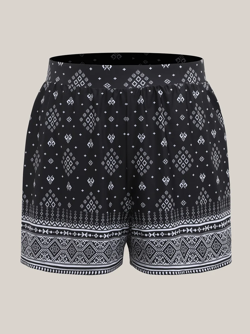 Boho Print Pockets Swim Bottoms