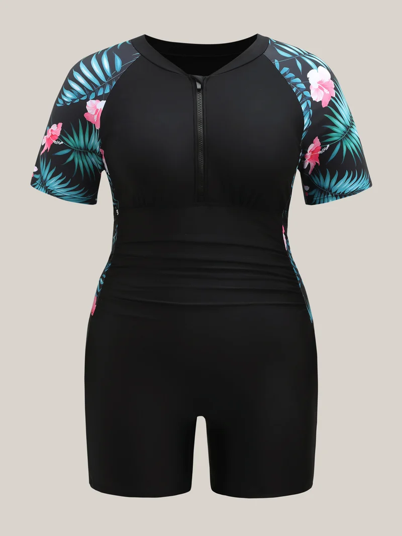 Glide Lock Zipper Pockets One-Piece Swimsuit