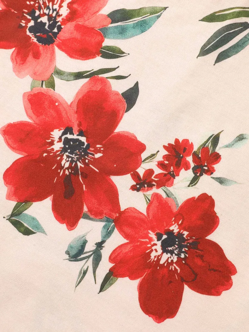 Dreamy Floral Print Flowy Pleated T-Shirt