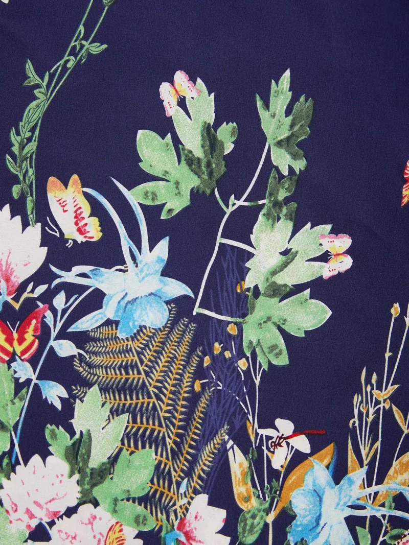 Garden Print Pleated Midi Skirt