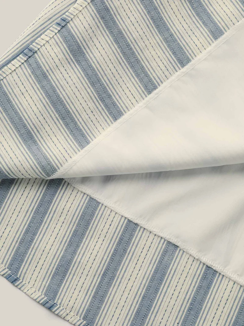 Pure Cotton Stripe Print Pockets Midi Dress