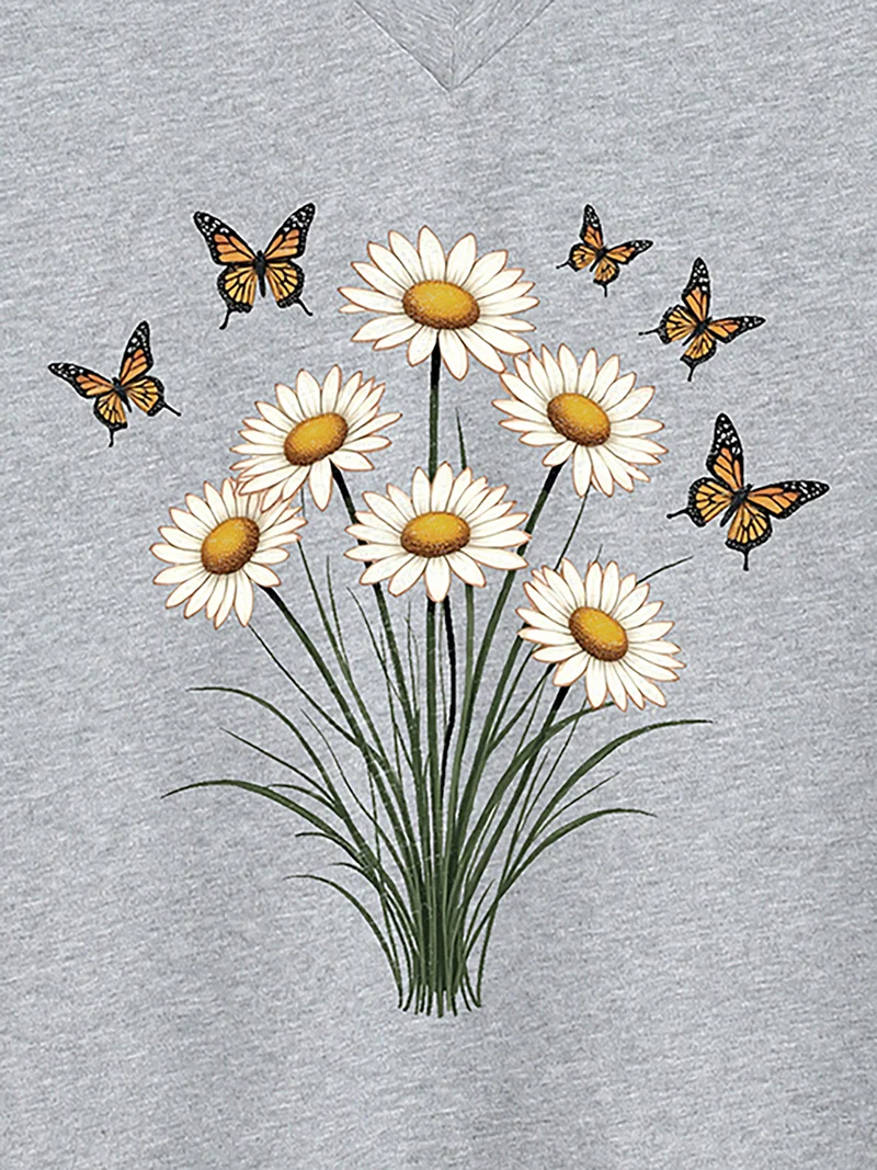 Adventurous Butterfly Pattern V-Neck T-Shirt