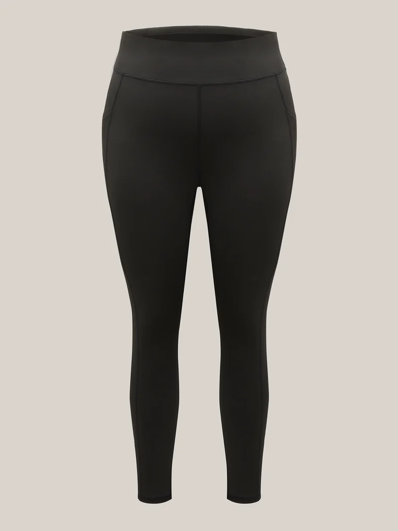 Stretchy Wide-Waistband Tight-Fit Leggings