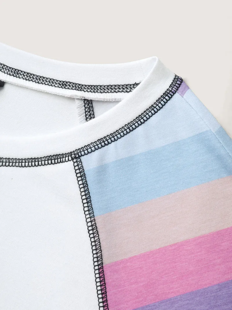 Colorful Stripes Raglan Sleeve T-Shirt