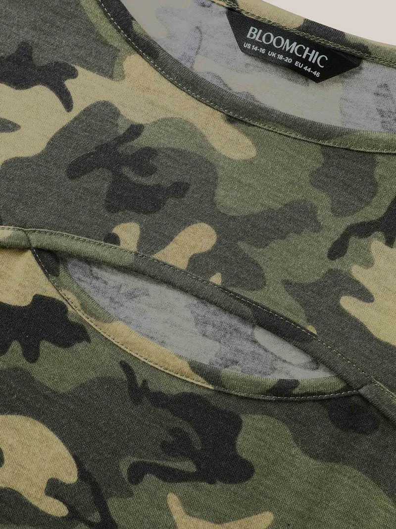 Camouflage Print Round Neck T-Shirt