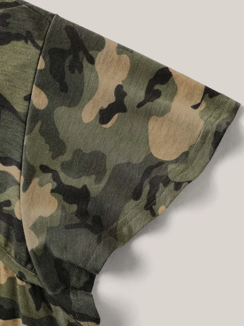 Camouflage Print Round Neck T-Shirt