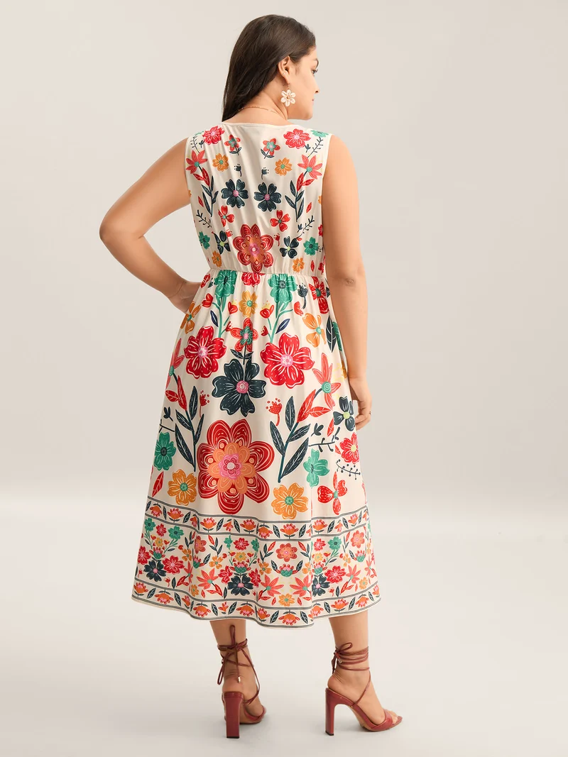 Floral Drama Cinched-Waist Maxi Dress