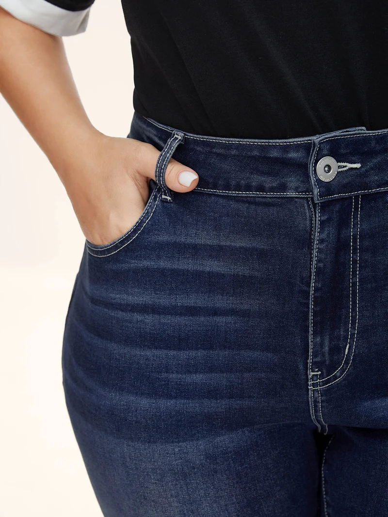 Whiskered Wash Crop Skinny-Fit Jeans