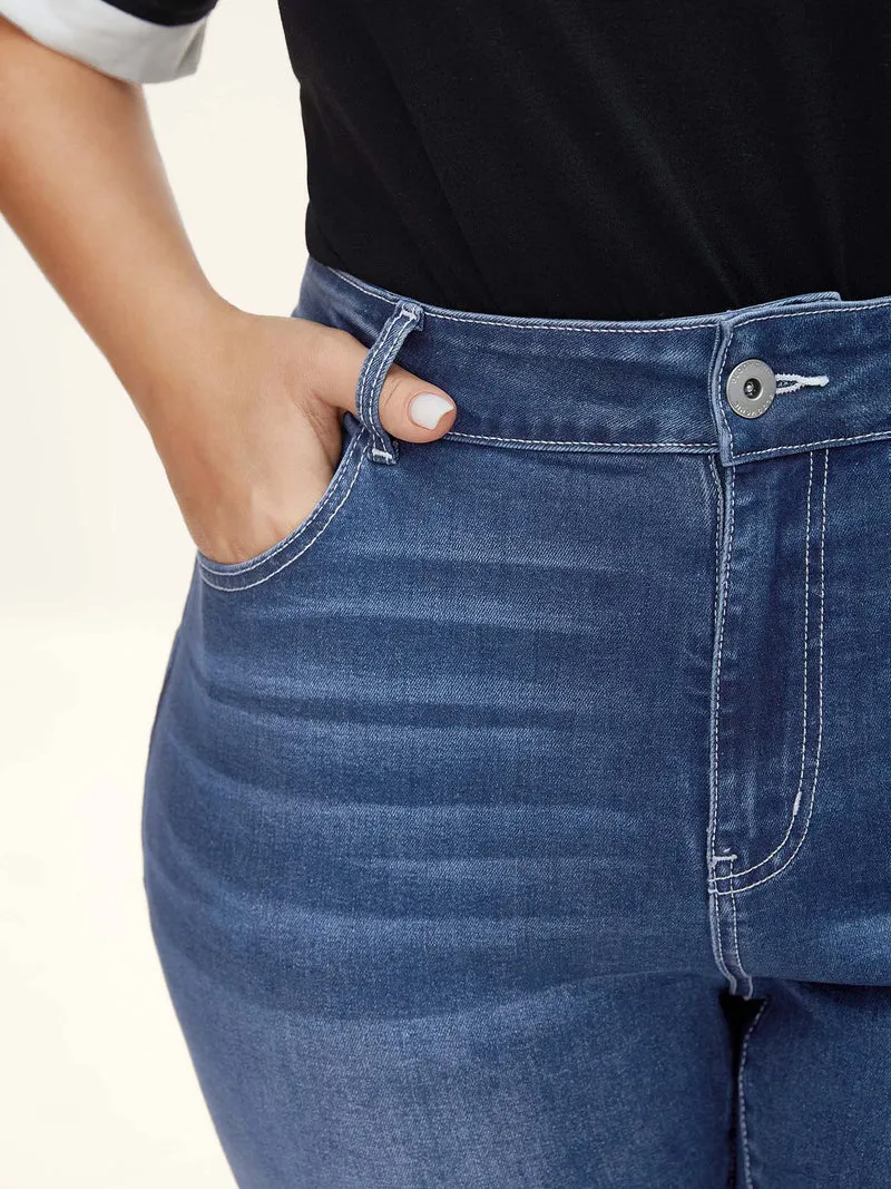 Whiskered Wash Crop Skinny-Fit Jeans