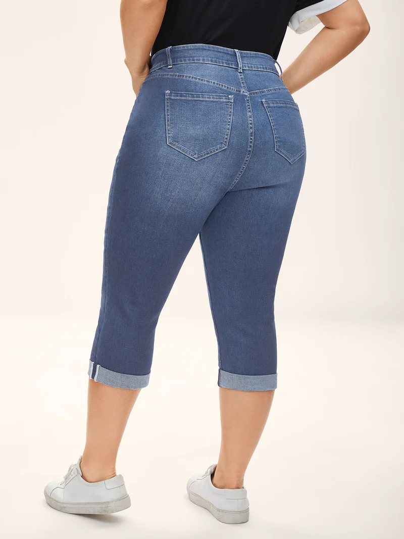 Whiskered Wash Crop Skinny-Fit Jeans