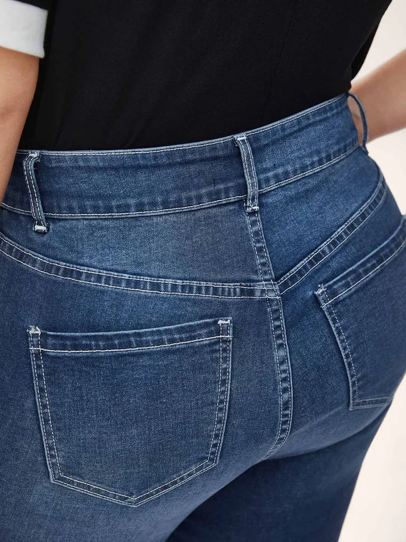 Whiskered Wash Crop Skinny-Fit Jeans